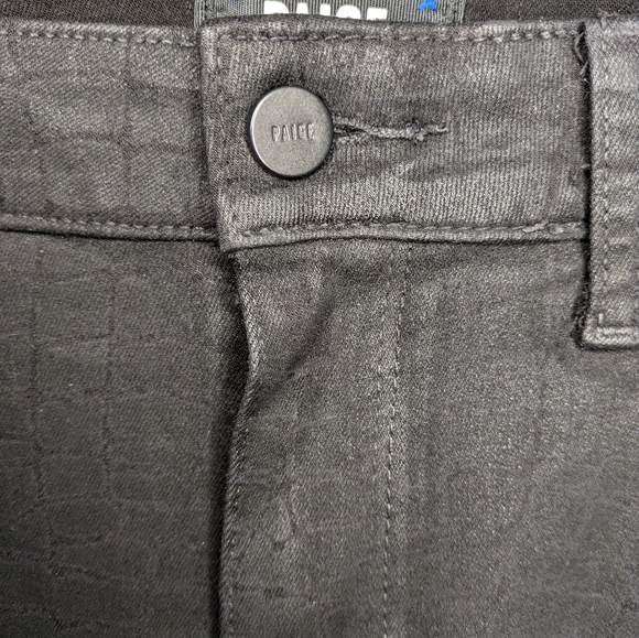 PAIGE Hoxton Ultra Skinny Black Croc Luxe Coating Black Denim Jeans Womens 28 - Picture 5 of 12